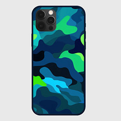 Чехол для iPhone 12 Pro Яркий неоновый зеленый классический камуфляж, цвет: 3D-черный