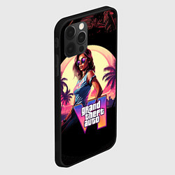 Чехол для iPhone 12 Pro GTA 6 logo девушка, цвет: 3D-черный — фото 2