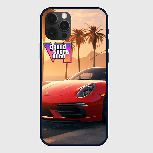 Чехол iPhone 12 Pro GTA 6 logo auto style / 3D-Черный – фото 1