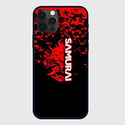 Чехол для iPhone 12 Pro Cyberpunk samurai красные краски, цвет: 3D-черный