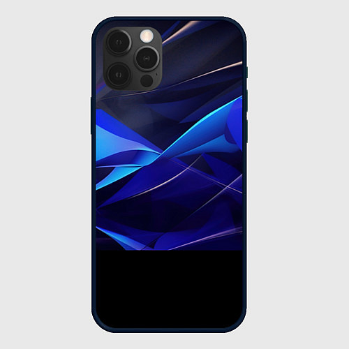 Чехол iPhone 12 Pro Темный синий абстрактный геометрический фон / 3D-Черный – фото 1