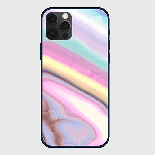 Чехол iPhone 12 Pro Розово-голубой мрамор / 3D-Черный – фото 1