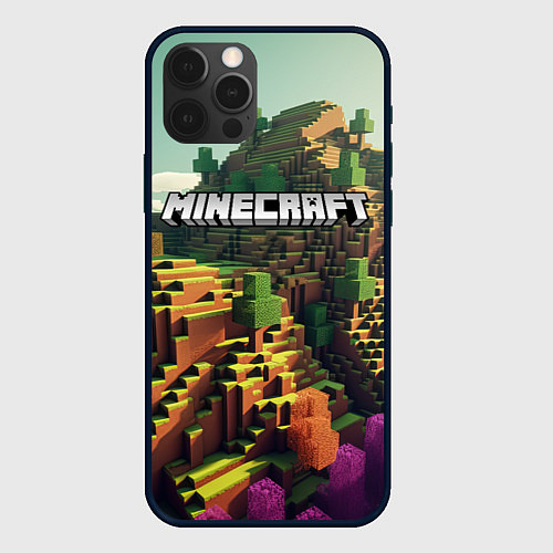 Чехол iPhone 12 Pro Minecraft logo карты / 3D-Черный – фото 1