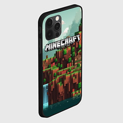 Чехол для iPhone 12 Pro Minecraft logo квадратный мир, цвет: 3D-черный — фото 2