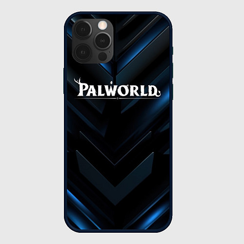 Чехол iPhone 12 Pro Palworld logo blue neon abstract black / 3D-Черный – фото 1