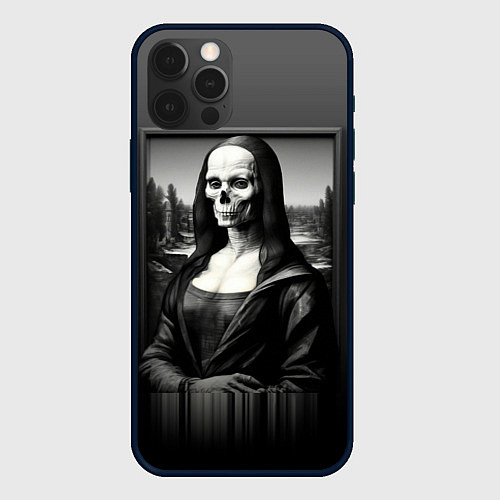 Чехол iPhone 12 Pro Мона Лиза Black skull / 3D-Черный – фото 1