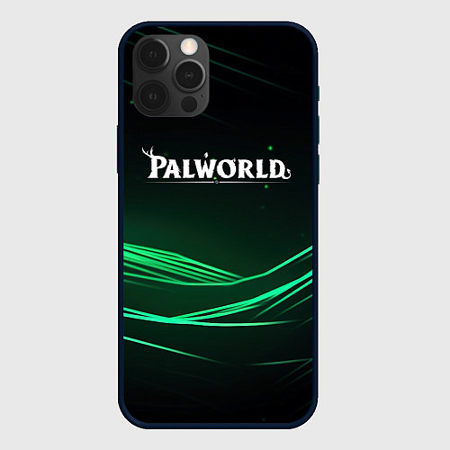 Чехол iPhone 12 Pro Palworld логотип черный зеленый фон / 3D-Черный – фото 1