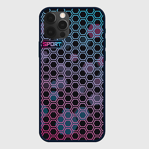 Чехол iPhone 12 Pro Sport шестигранники / 3D-Черный – фото 1