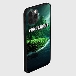 Чехол для iPhone 12 Pro Minecraft logo зеленый мир, цвет: 3D-черный — фото 2