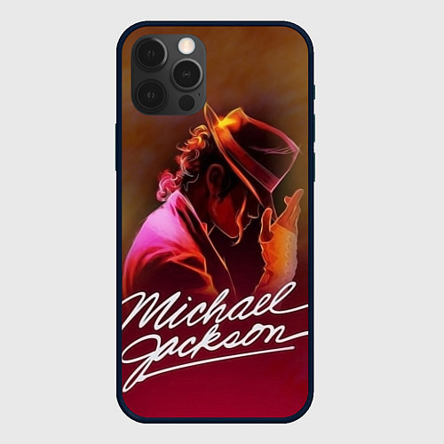 Чехол iPhone 12 Pro Michael Jackson нарисованный кистью / 3D-Черный – фото 1