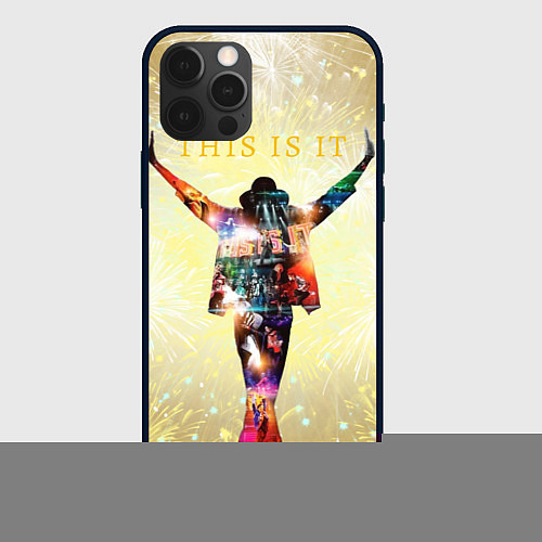 Чехол iPhone 12 Pro Michael Jackson THIS IS IT - с салютами на золотом / 3D-Черный – фото 1