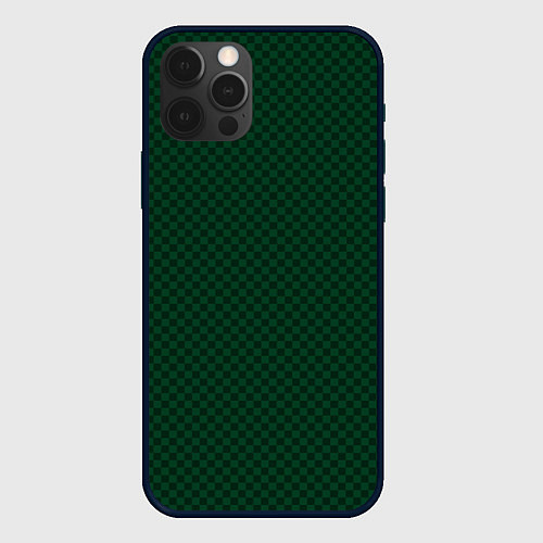 Чехол iPhone 12 Pro Тёмный зелёный текстура квадраты / 3D-Черный – фото 1