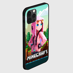Чехол для iPhone 12 Pro Персонаж Minecraft девушка в пиксельном мире, цвет: 3D-черный — фото 2