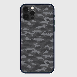 Чехол для iPhone 12 Pro Тёмный камуфляж из рыб, цвет: 3D-черный