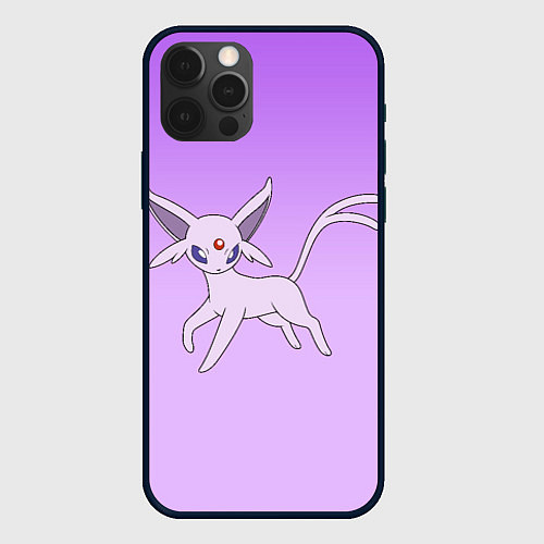 Чехол iPhone 12 Pro Espeon Pokemon - розовая кошка покемон / 3D-Черный – фото 1