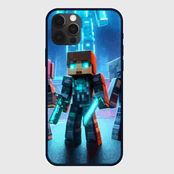 Чехол для iPhone 12 Pro Minecraft - ai art neon, цвет: 3D-черный