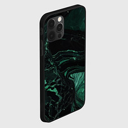 Чехол для iPhone 12 Pro Черно-зеленый мрамор, цвет: 3D-черный — фото 2