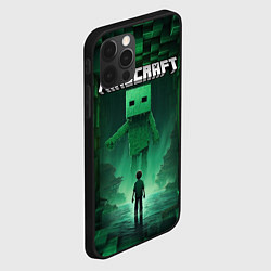 Чехол для iPhone 12 Pro Minecraft зеленый монстр, цвет: 3D-черный — фото 2