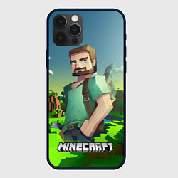 Чехол iPhone 12 Pro Minecraft персонаж зеленый мир