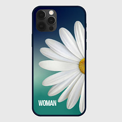 Чехол iPhone 12 Pro Маргаритка на голубом - WOMAN