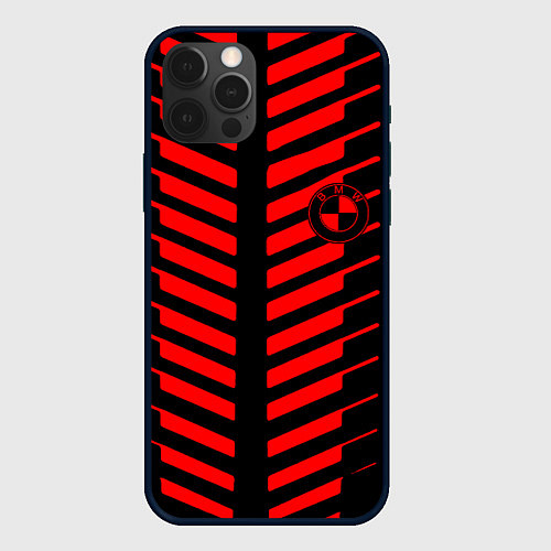 Чехол iPhone 12 Pro BMW geometry sport red strupes / 3D-Черный – фото 1