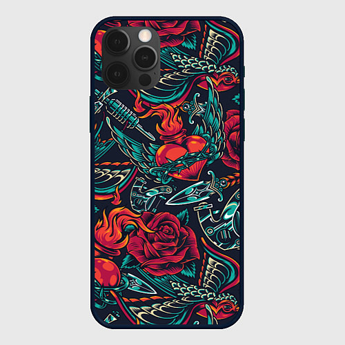 Чехол iPhone 12 Pro Тату машинка / 3D-Черный – фото 1