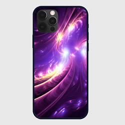Чехол для iPhone 12 Pro Фиолетовый фрактал, цвет: 3D-черный