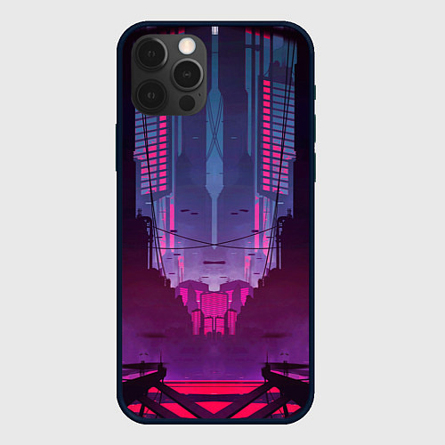Чехол iPhone 12 Pro Кибер город / 3D-Черный – фото 1