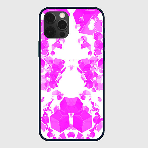 Чехол iPhone 12 Pro Розовые осколки / 3D-Черный – фото 1