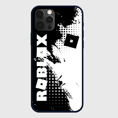 Чехол iPhone 12 Pro Роблокс - черно-белая абстракция / 3D-Черный – фото 1