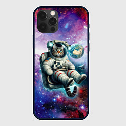 Чехол iPhone 12 Pro Brave cat in space - ai art