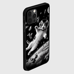 Чехол для iPhone 12 Pro Офигевший котейка в безвоздушном пространстве, цвет: 3D-черный — фото 2