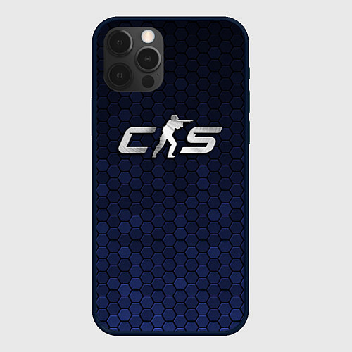 Чехол iPhone 12 Pro Counter Strike 2 - metal logo / 3D-Черный – фото 1