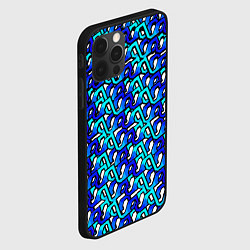 Чехол для iPhone 12 Pro Синий узор и чёрная обводка, цвет: 3D-черный — фото 2