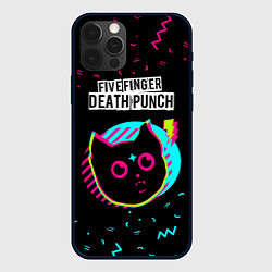 Чехол для iPhone 12 Pro Five Finger Death Punch - rock star cat, цвет: 3D-черный