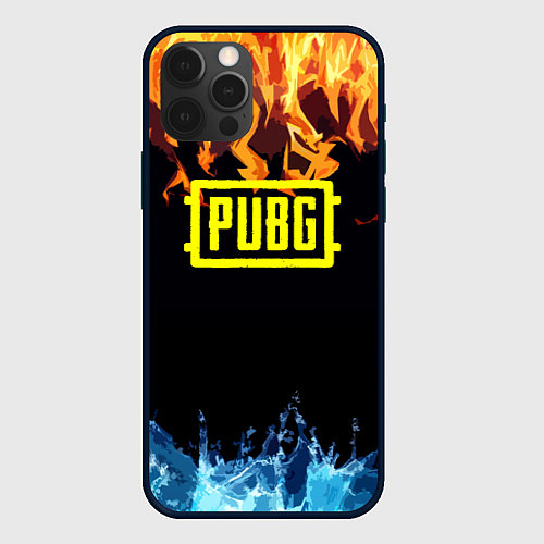 Чехол iPhone 12 Pro PUBG online битва огня и льда / 3D-Черный – фото 1