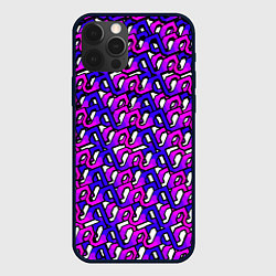 Чехол iPhone 12 Pro Фиолетовый узор и чёрная обводка