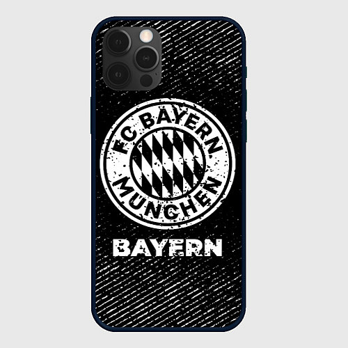 Чехол iPhone 12 Pro Bayern с потертостями на темном фоне / 3D-Черный – фото 1