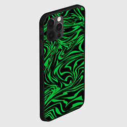 Чехол для iPhone 12 Pro Узор на черном фоне с ярким зеленым абстрактным ди, цвет: 3D-черный — фото 2