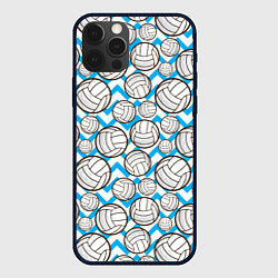 Чехол для iPhone 12 Pro Мячи волейбольные паттерн, цвет: 3D-черный
