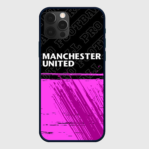 Чехол iPhone 12 Pro Manchester United pro football посередине / 3D-Черный – фото 1