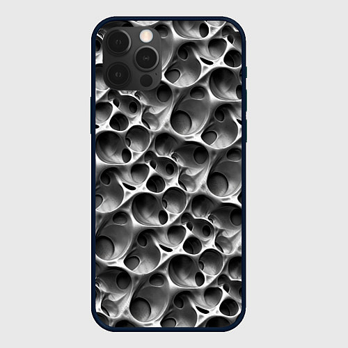 Чехол iPhone 12 Pro Металл - текстура / 3D-Черный – фото 1