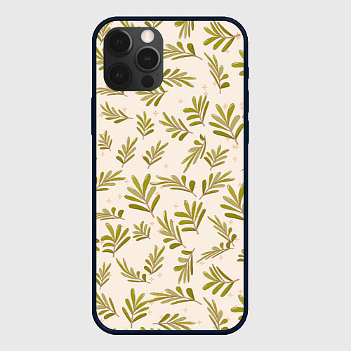 Чехол iPhone 12 Pro Веточки и звезды / 3D-Черный – фото 1