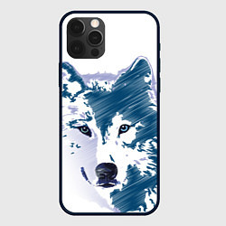 Чехол для iPhone 12 Pro Волк темно-синий, цвет: 3D-черный
