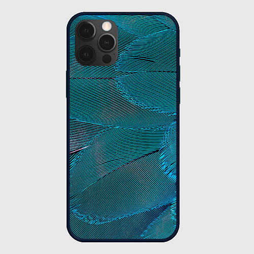 Чехол iPhone 12 Pro Зеленые перья птицы / 3D-Черный – фото 1