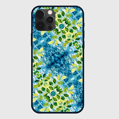 Чехол iPhone 12 Pro Сине-зеленое акварельное настроение / 3D-Черный – фото 1