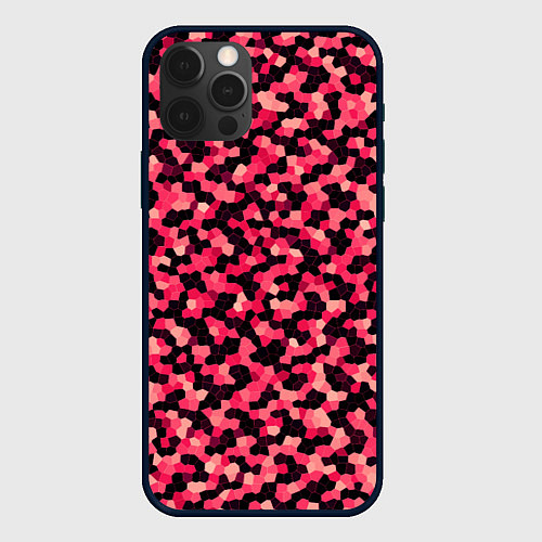 Чехол iPhone 12 Pro Мозаика красно-бордовый / 3D-Черный – фото 1