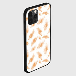 Чехол для iPhone 12 Pro Бежевые перья на белом фоне, цвет: 3D-черный — фото 2