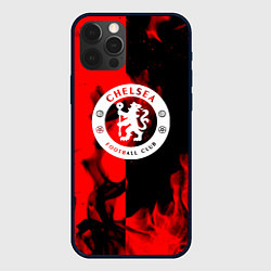 Чехол для iPhone 12 Pro Chelsea fire storm текстура, цвет: 3D-черный