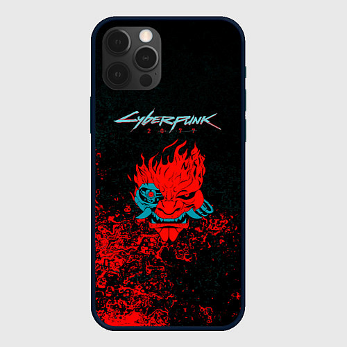 Чехол iPhone 12 Pro Cyberpunk 2077 брызги красок / 3D-Черный – фото 1